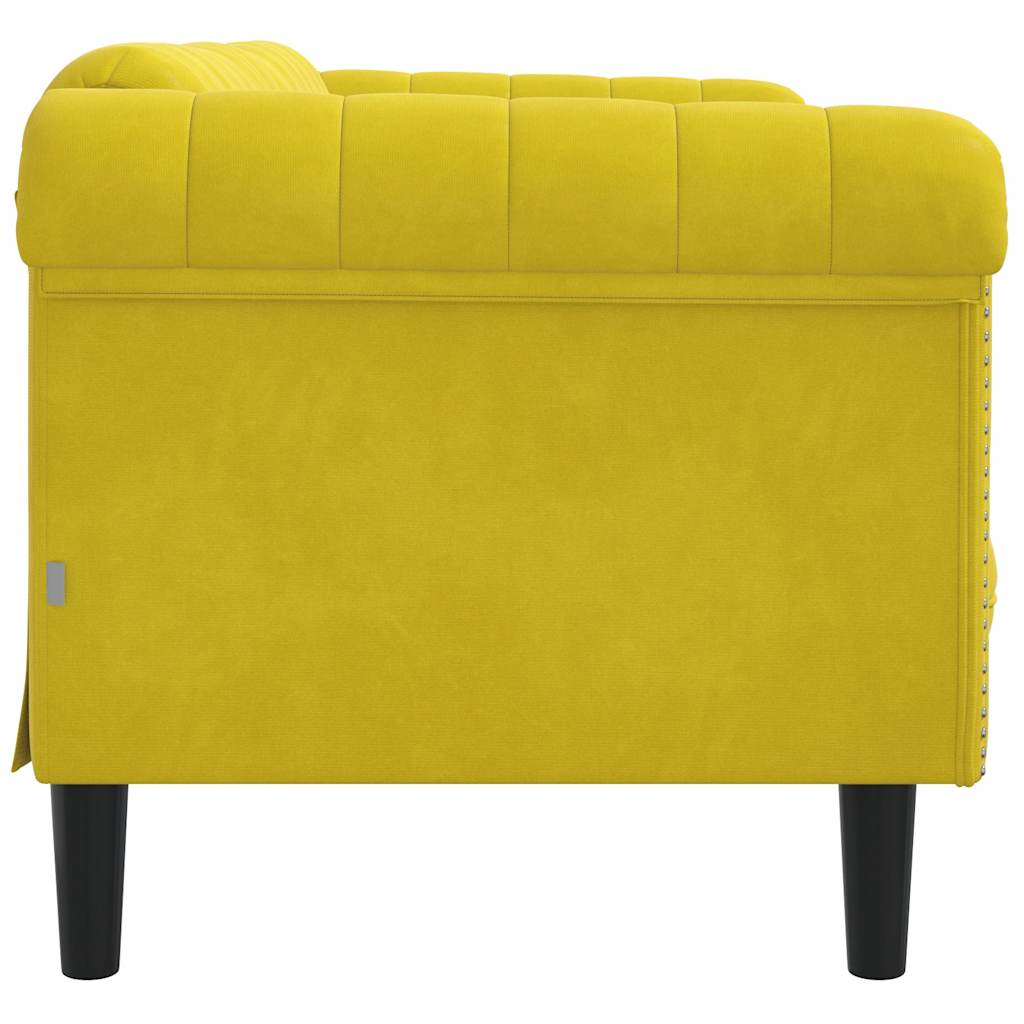 Yellow velvet 2-seater sofa