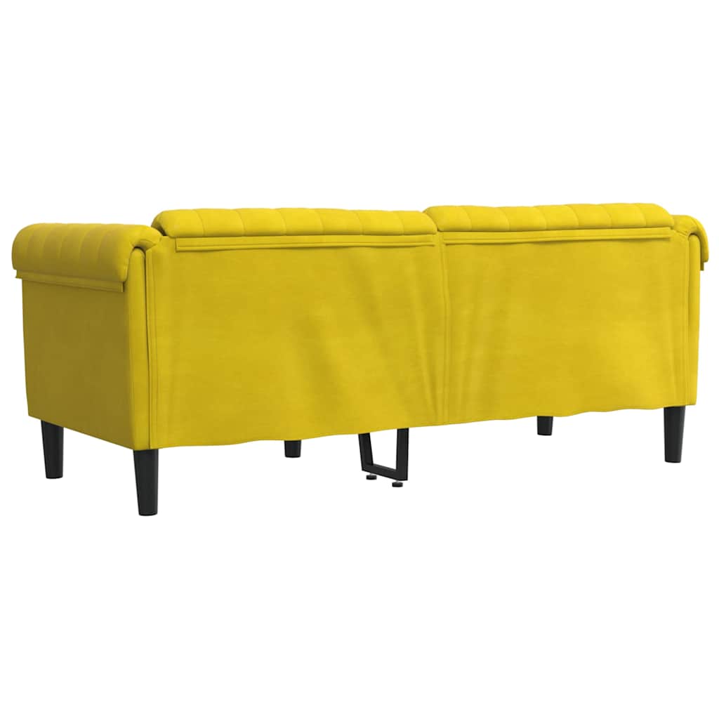 Yellow velvet 2-seater sofa