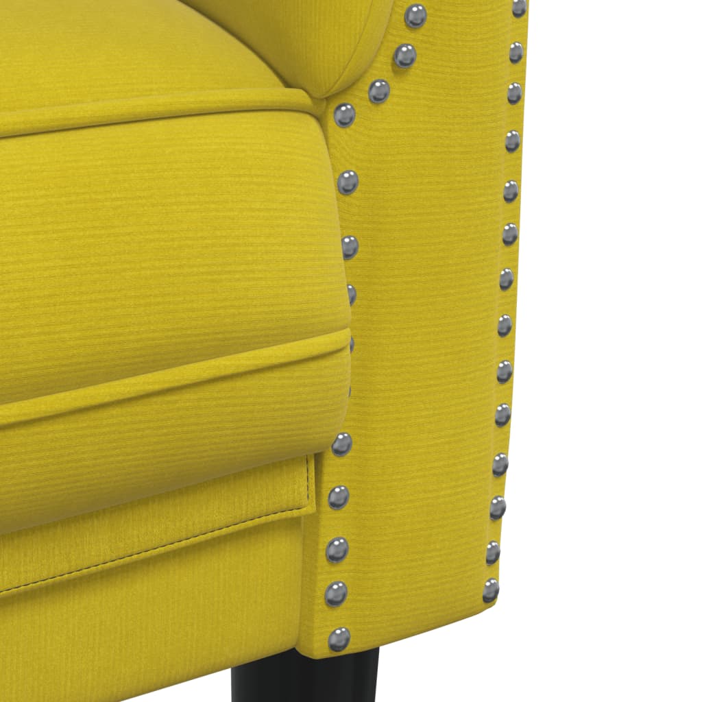 Yellow velvet 2-seater sofa