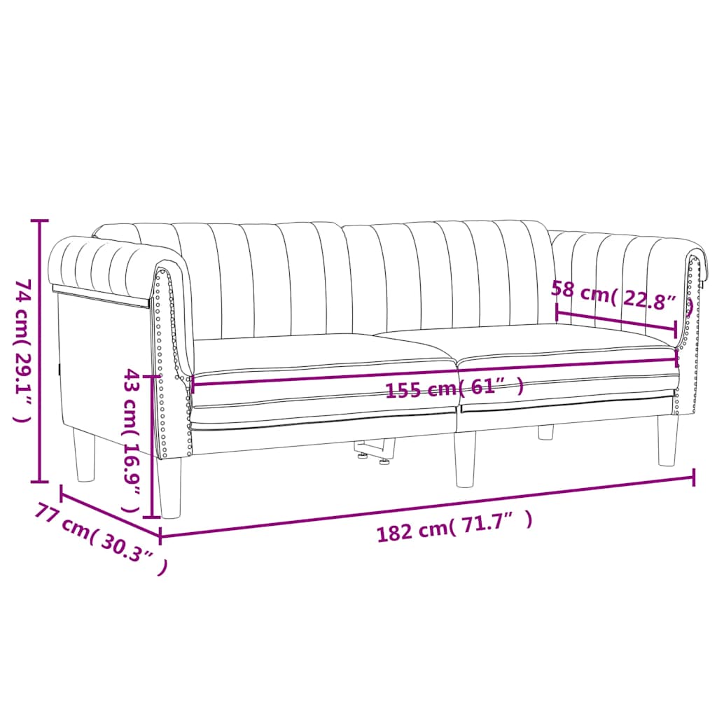 2-seater cream velvet sofa