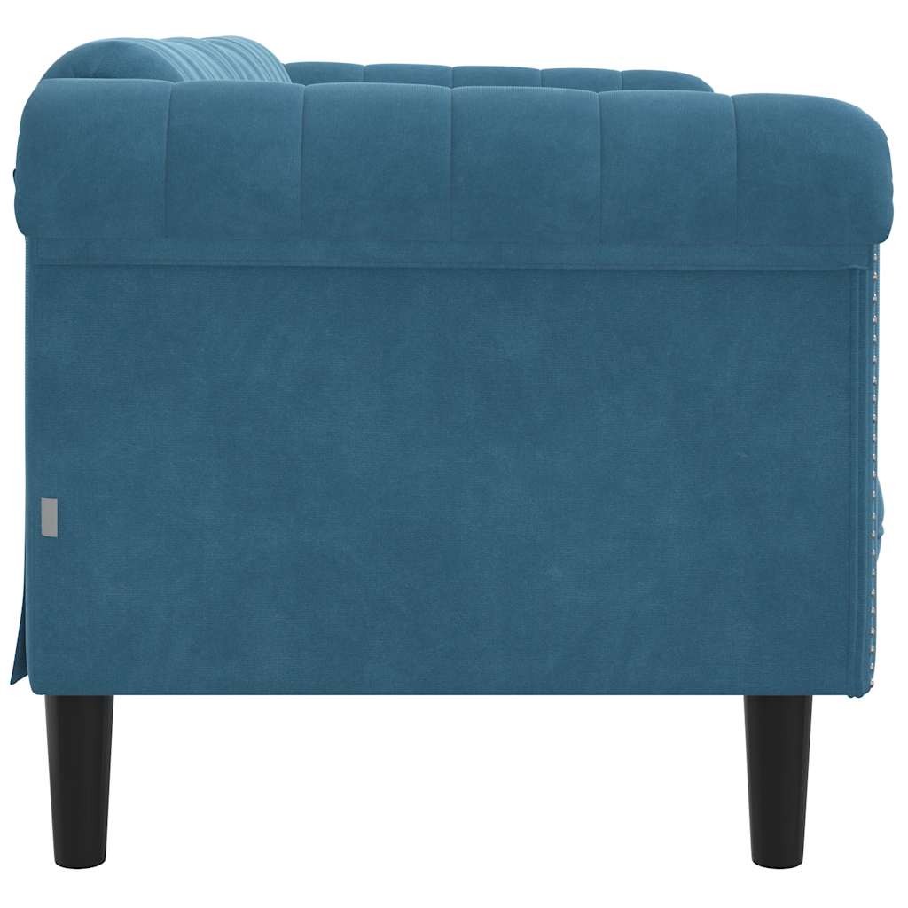 2 seater blue velvet sofa