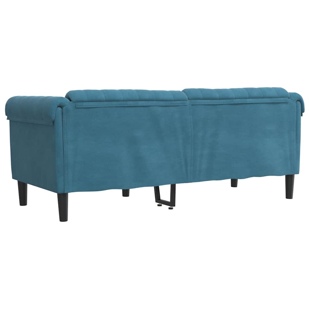 2 seater blue velvet sofa