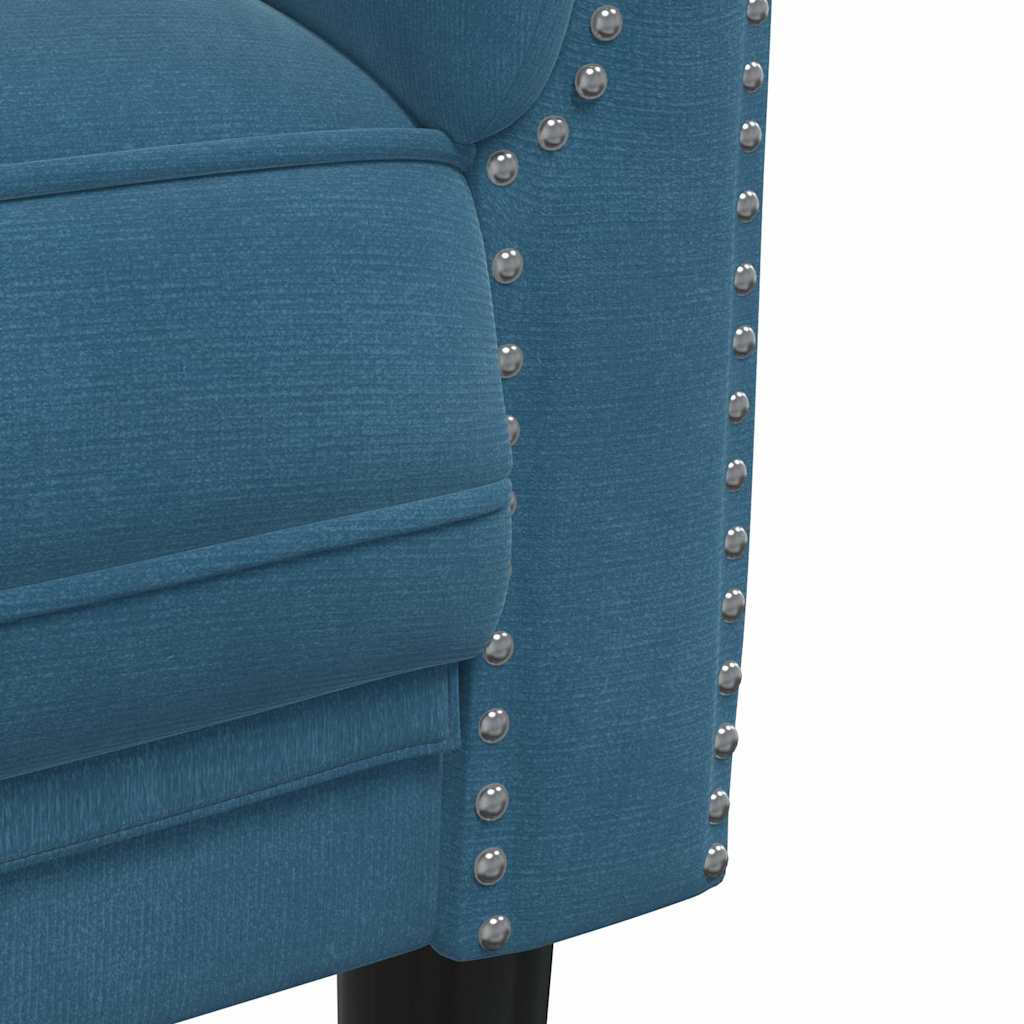 2 seater blue velvet sofa
