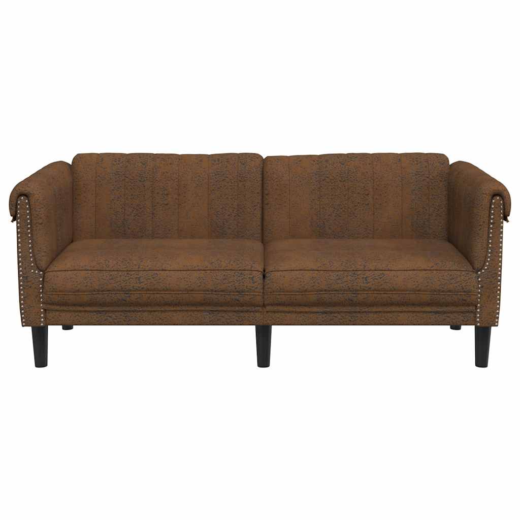 2-seater sofa in brown faux suede