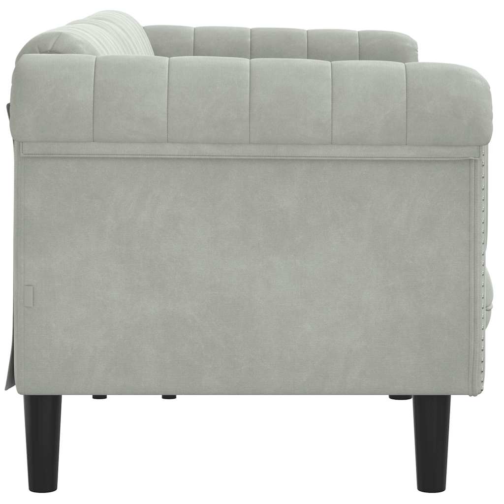 Light grey velvet 3-seater sofa