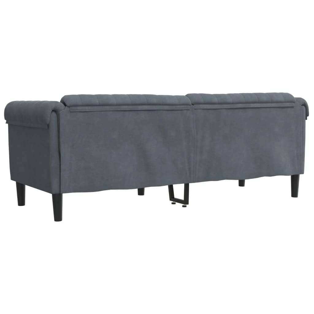 Dark grey velvet 3-seater sofa