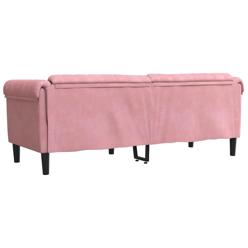 3-seater pink velvet sofa