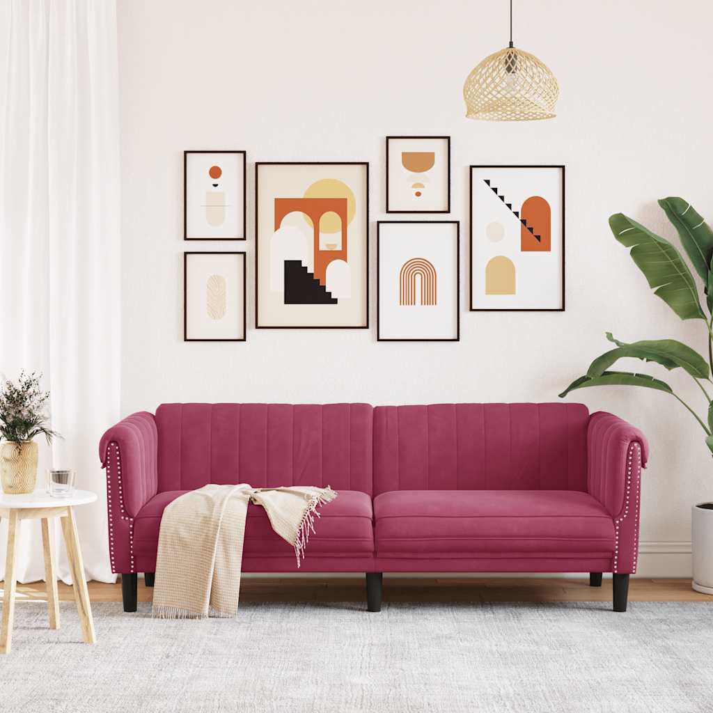3 seater sofa in red velvet