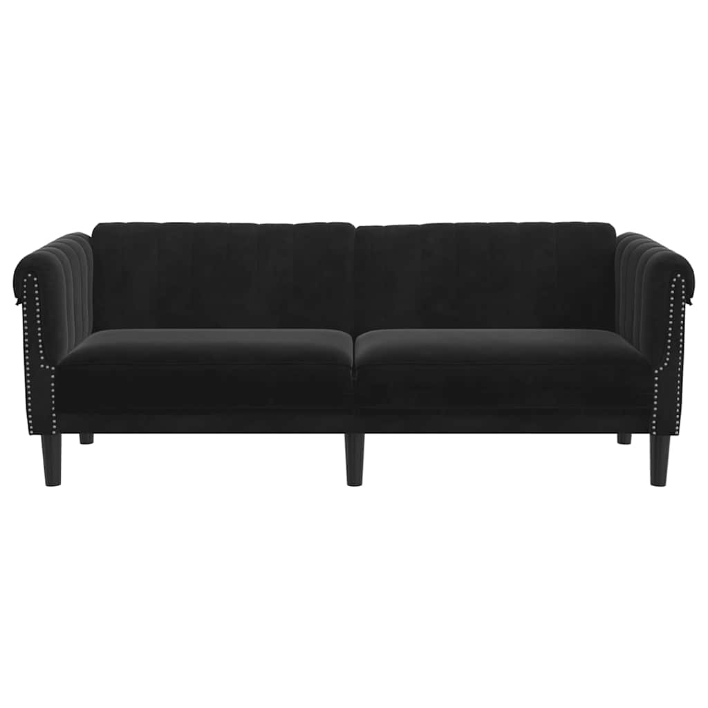 3 seater black velvet sofa