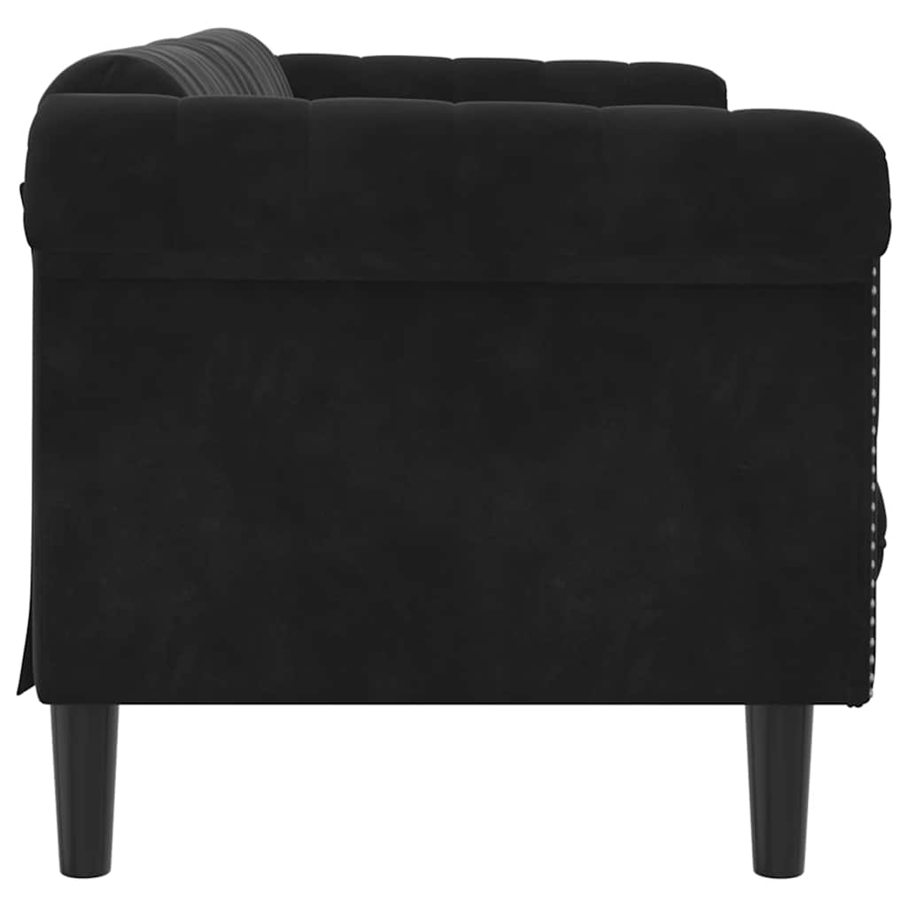 3 seater black velvet sofa