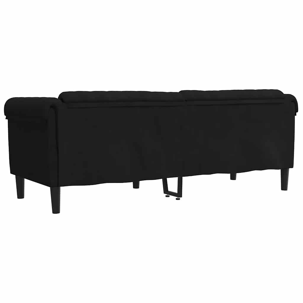 3 seater black velvet sofa