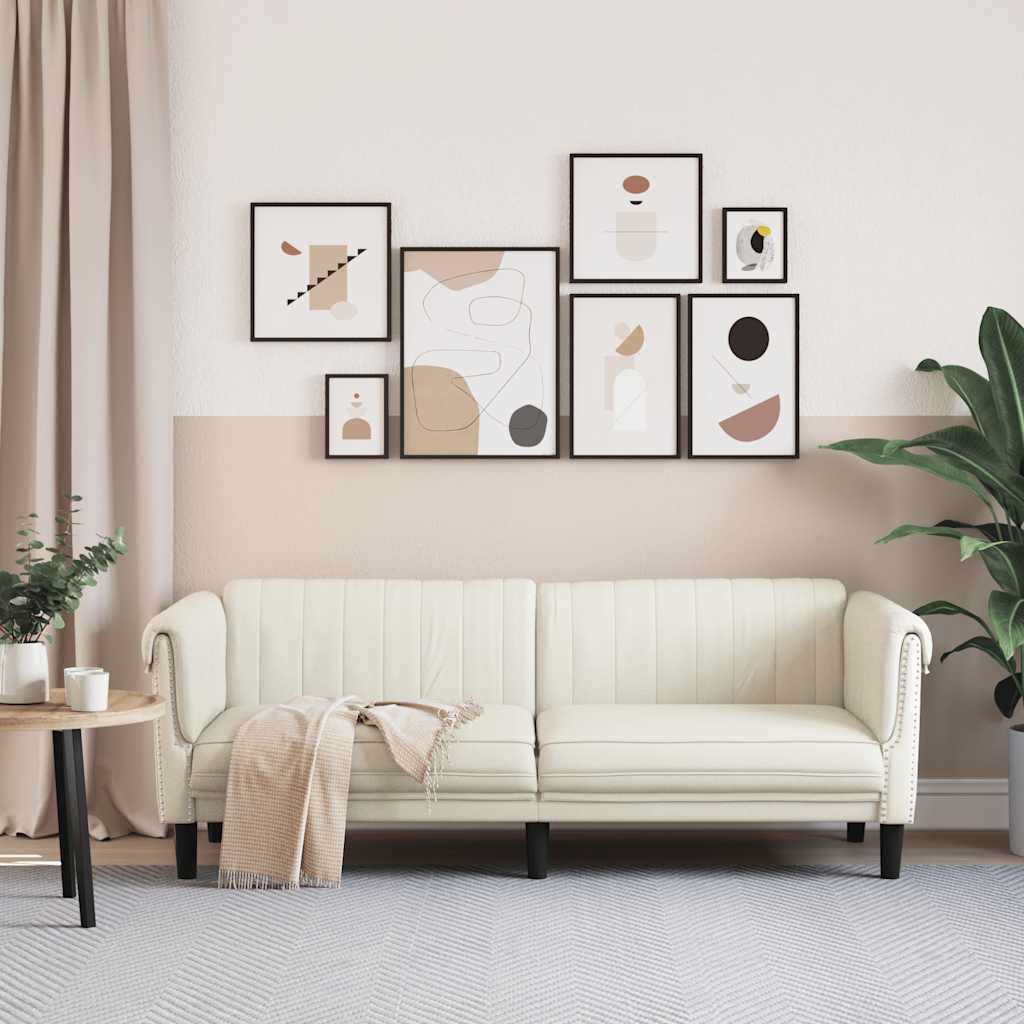 3-seater cream velvet sofa