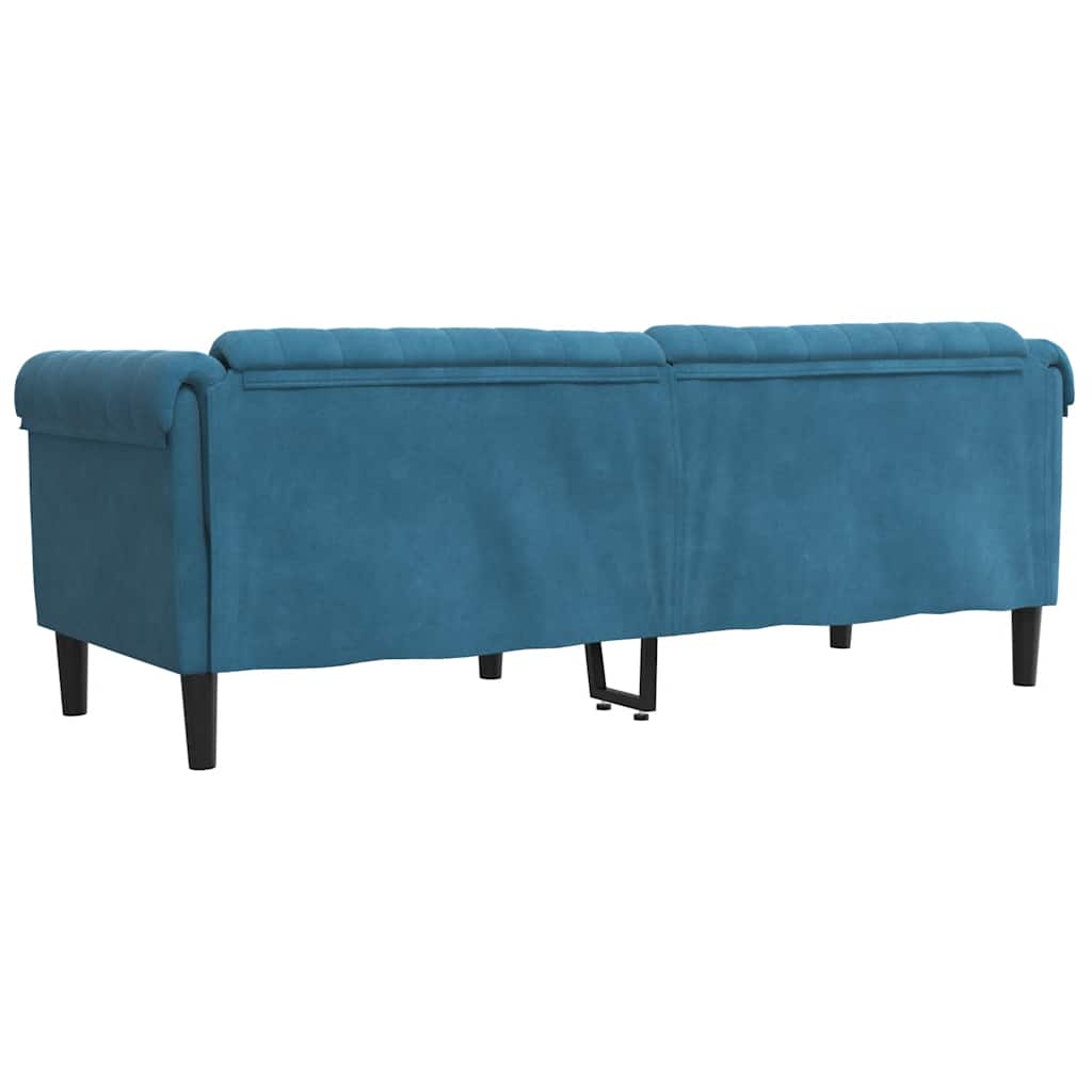 Sofá de 3 lugares veludo azul