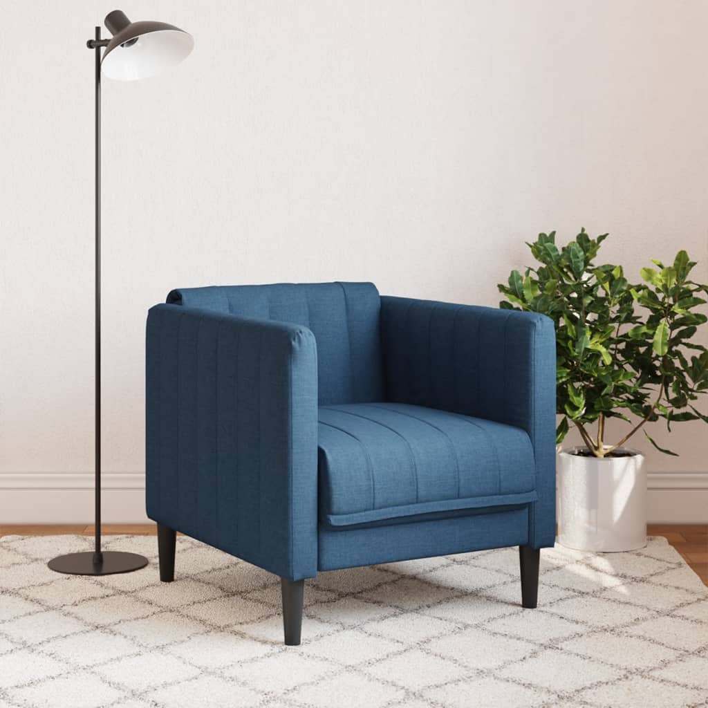 Blue fabric armchair