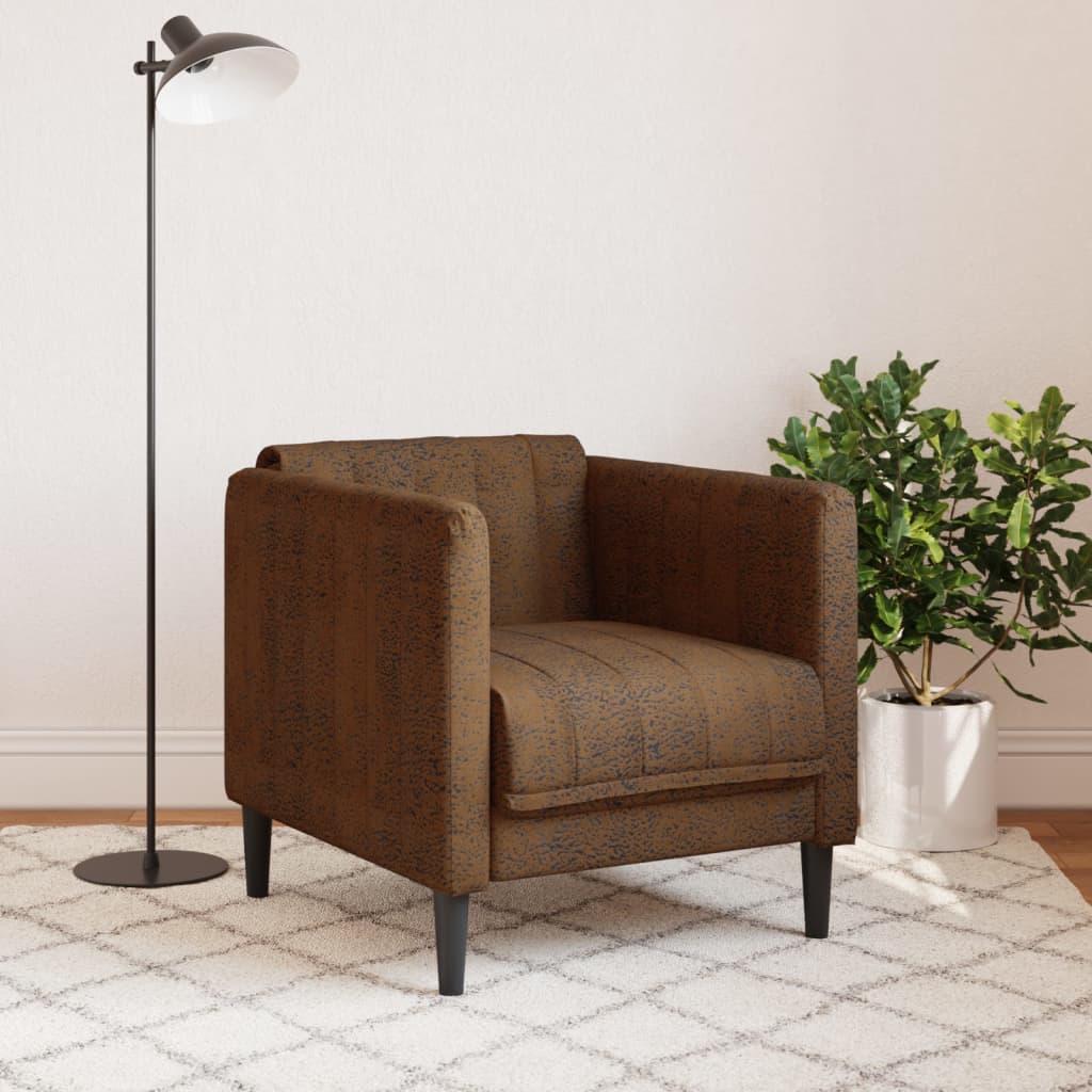 Brown faux suede armchair