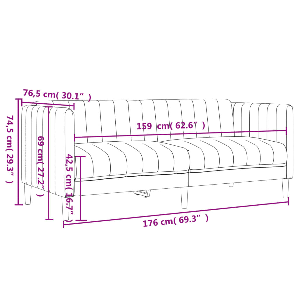 2-seater sofa in dark grey fabric