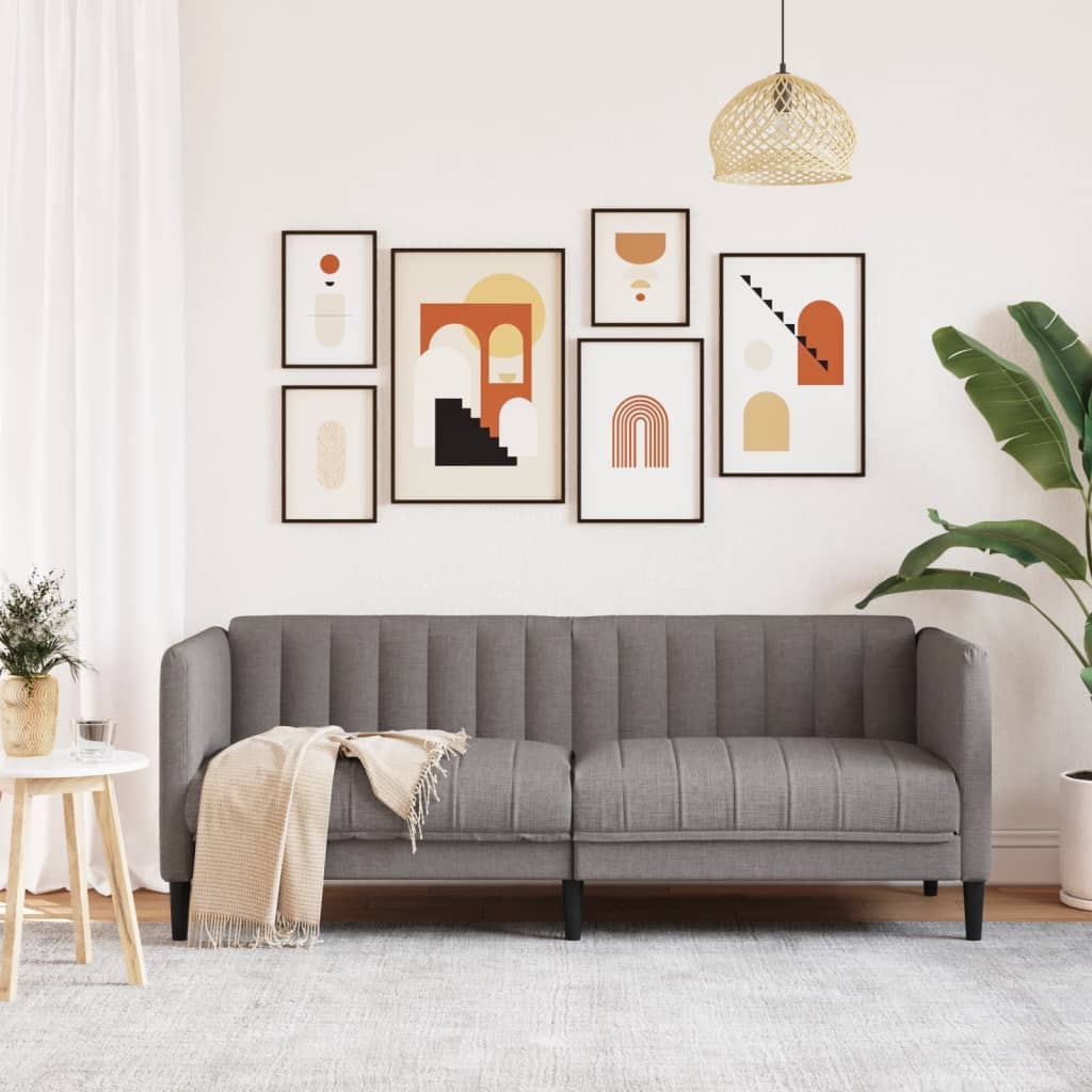 2-seater sofa in grey-brown fabric