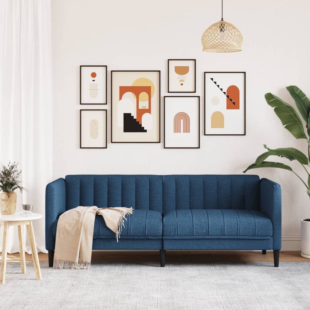 2 seater blue fabric sofa
