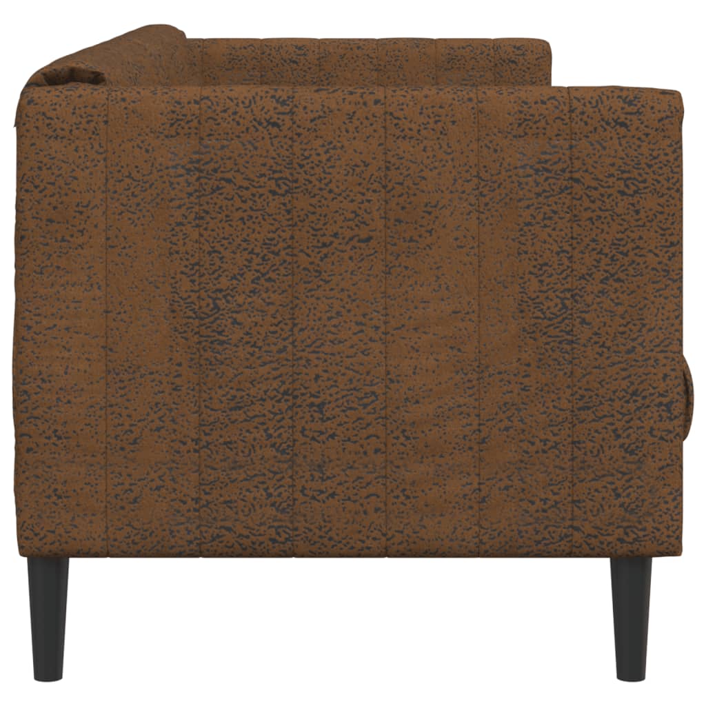 2-seater sofa in brown faux suede