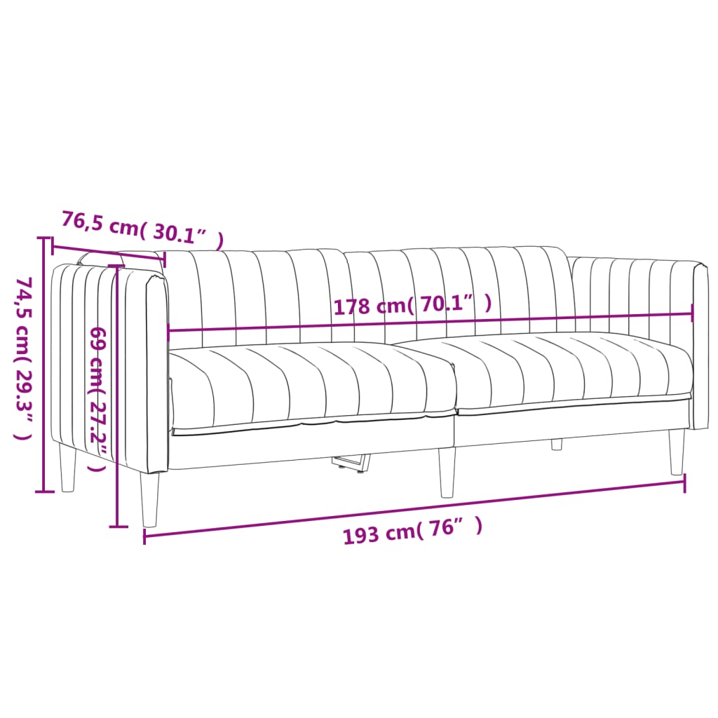 3-seater sofa in dark grey fabric
