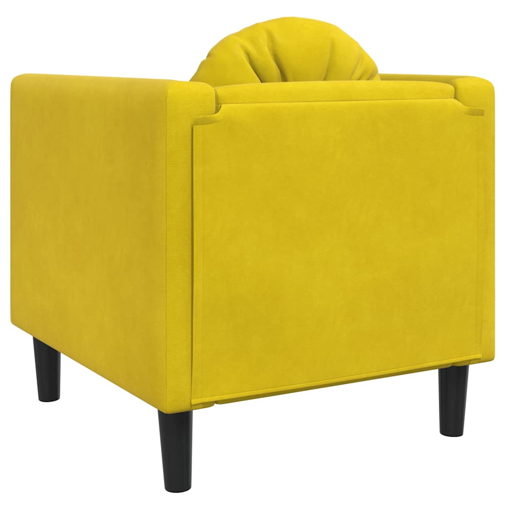 Armchair with yellow velvet cushion