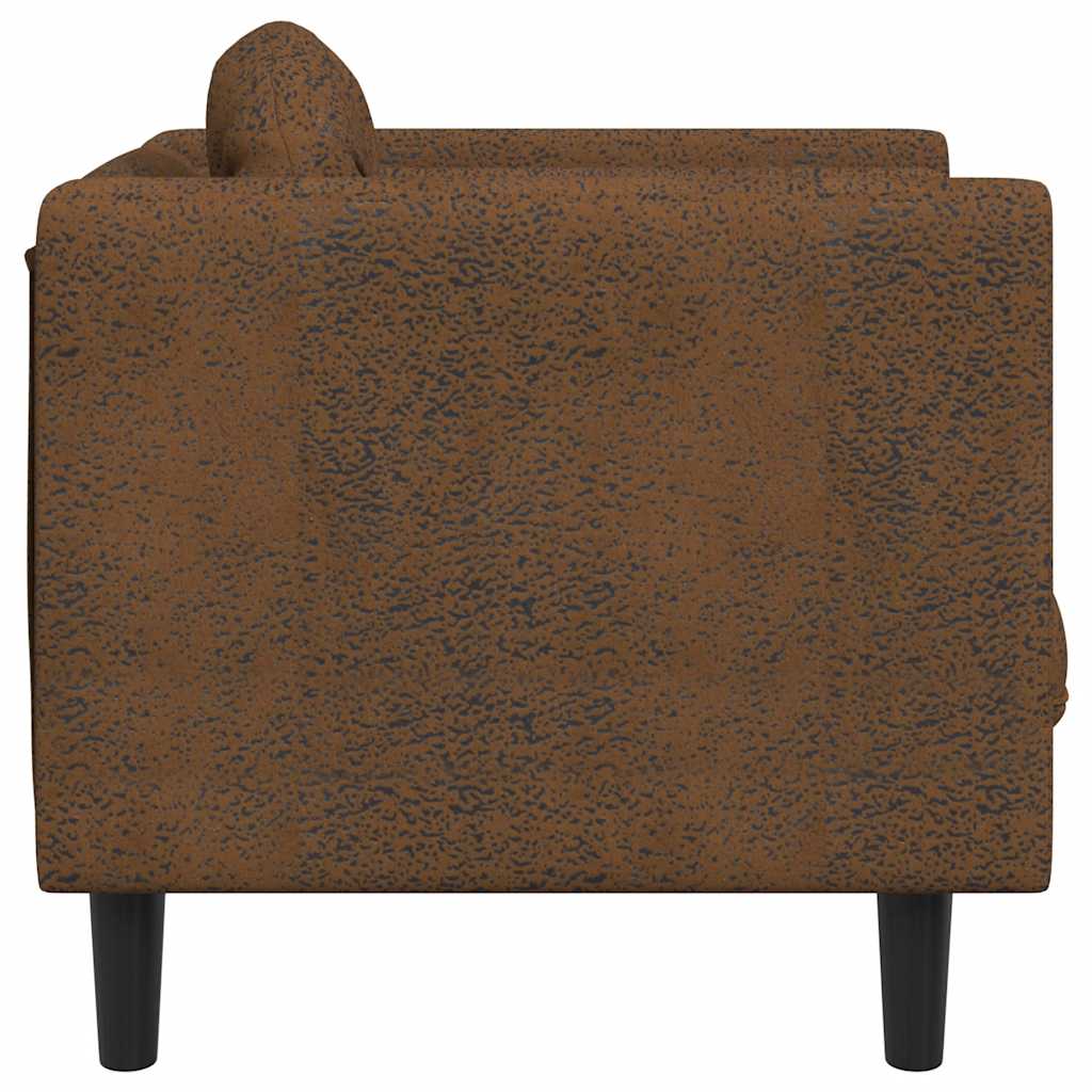 Armchair with brown faux suede cushion