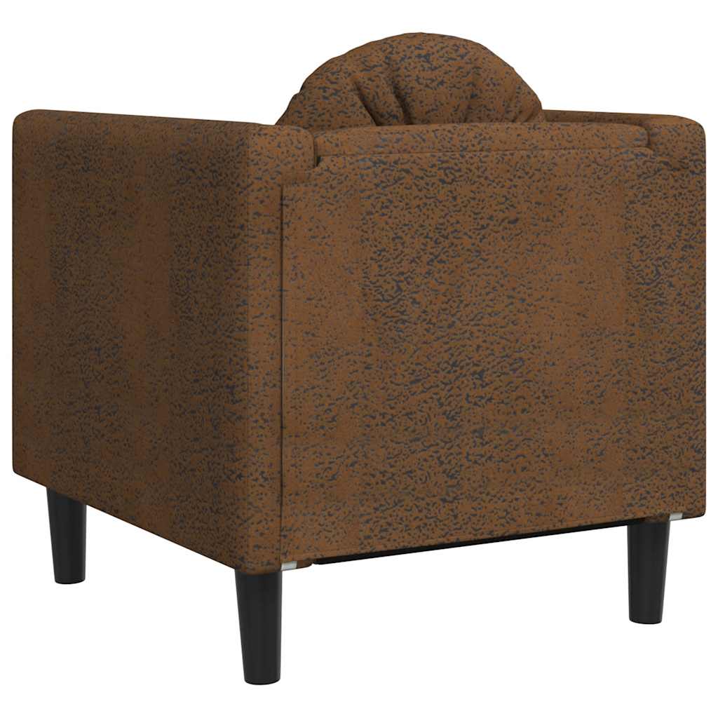 Armchair with brown faux suede cushion