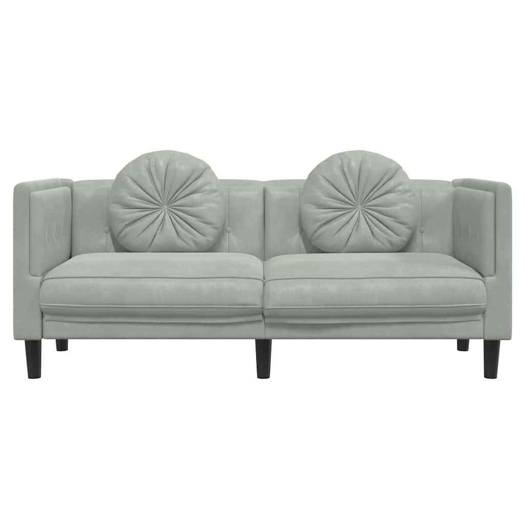 2-seater sofa with cushions in light grey velvet