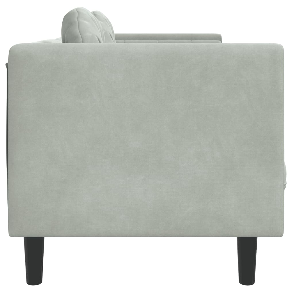 2-seater sofa with cushions in light grey velvet