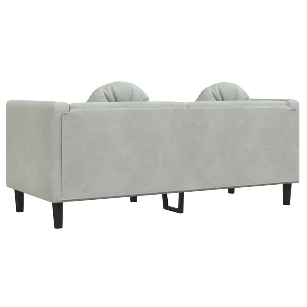 2-seater sofa with cushions in light grey velvet