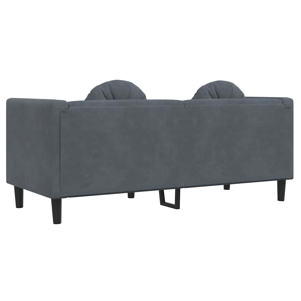 2-seater dark grey velvet sofa with cushions