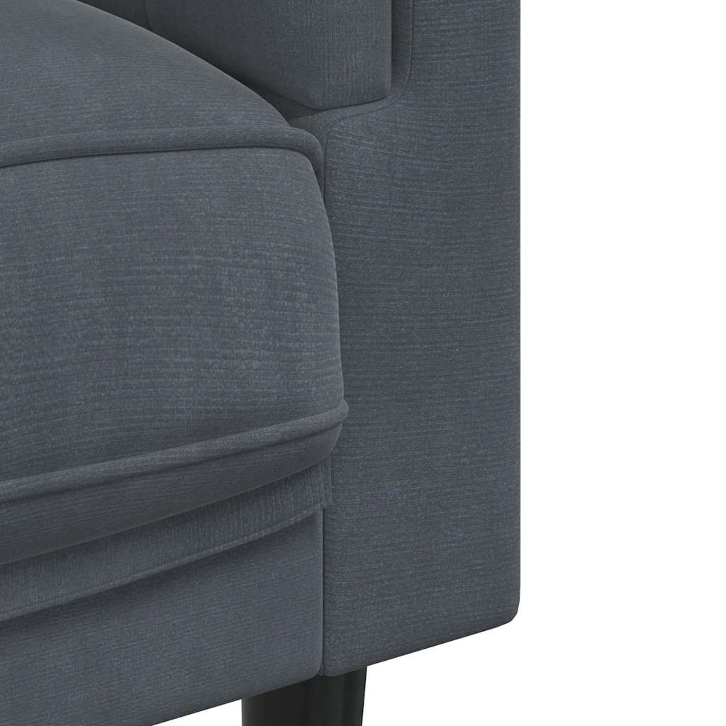 2-seater dark grey velvet sofa with cushions