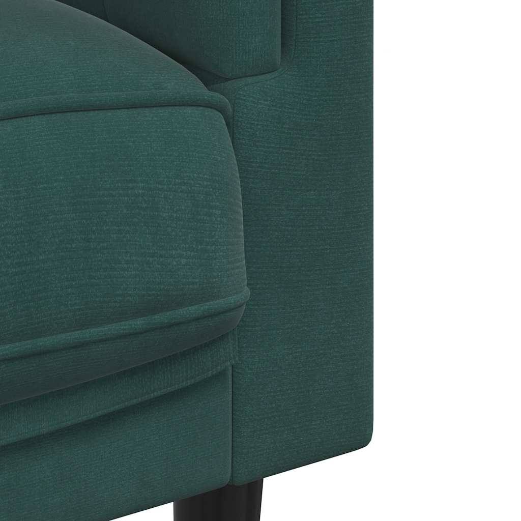 2-seater dark green velvet sofa with cushions