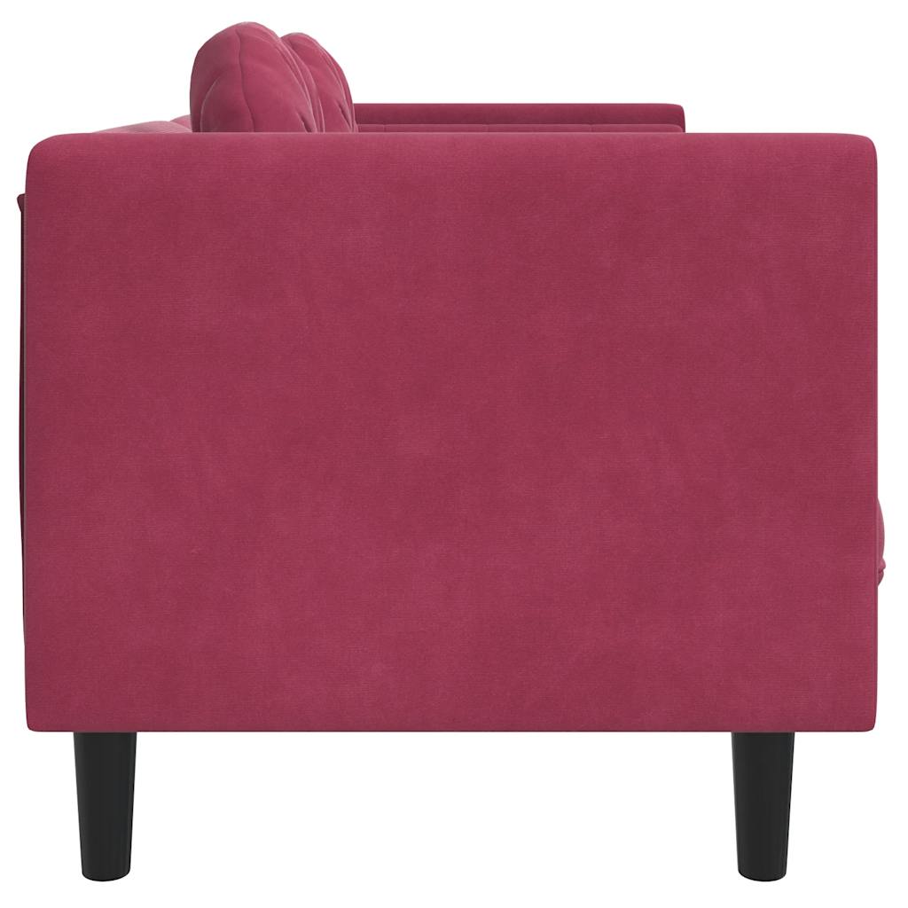 Sofá com almofadões 2 lugares veludo vermelho tinto