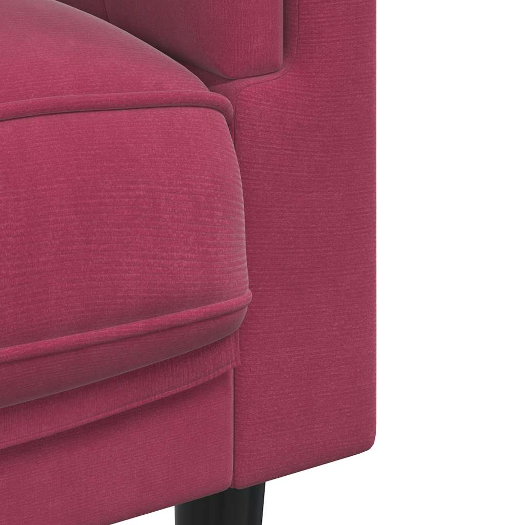 Sofá com almofadões 2 lugares veludo vermelho tinto