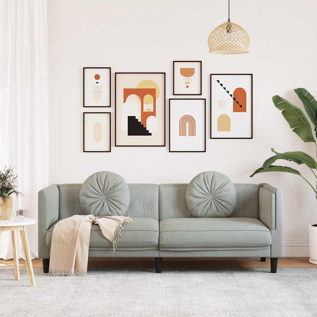 3-seater sofa with cushions in light grey velvet
