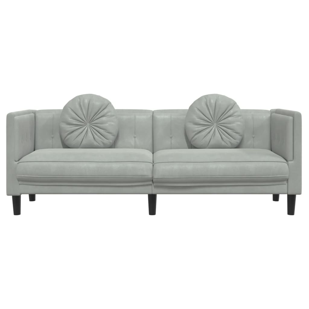 3-seater sofa with cushions in light grey velvet