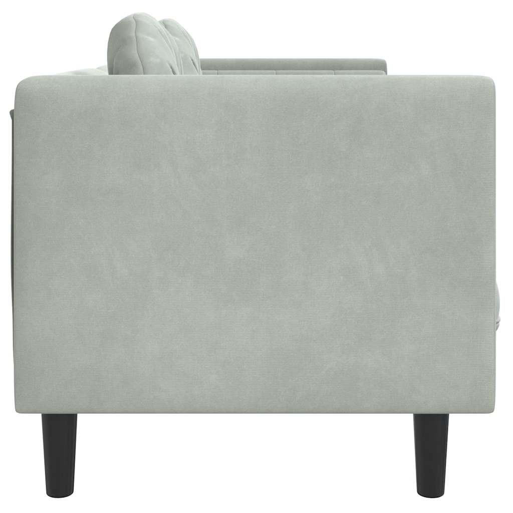 3-seater sofa with cushions in light grey velvet