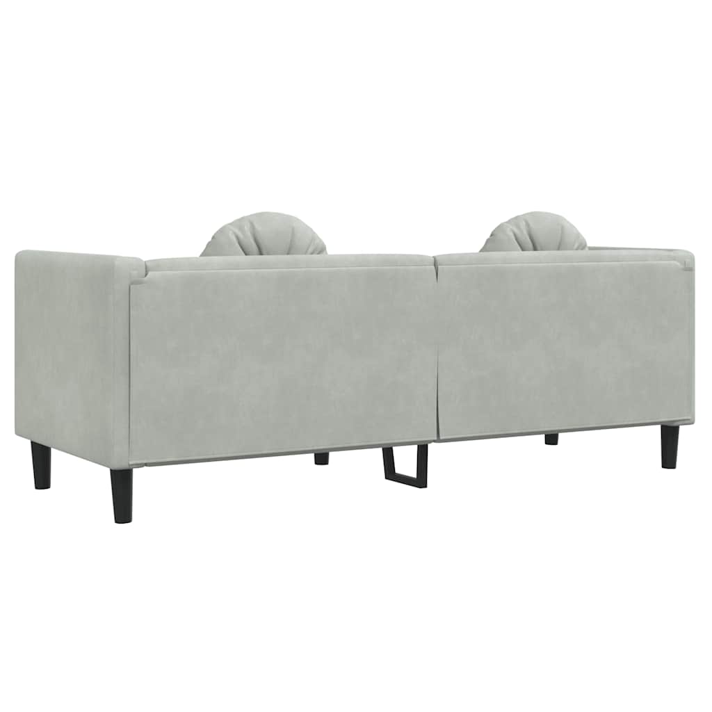 3-seater sofa with cushions in light grey velvet