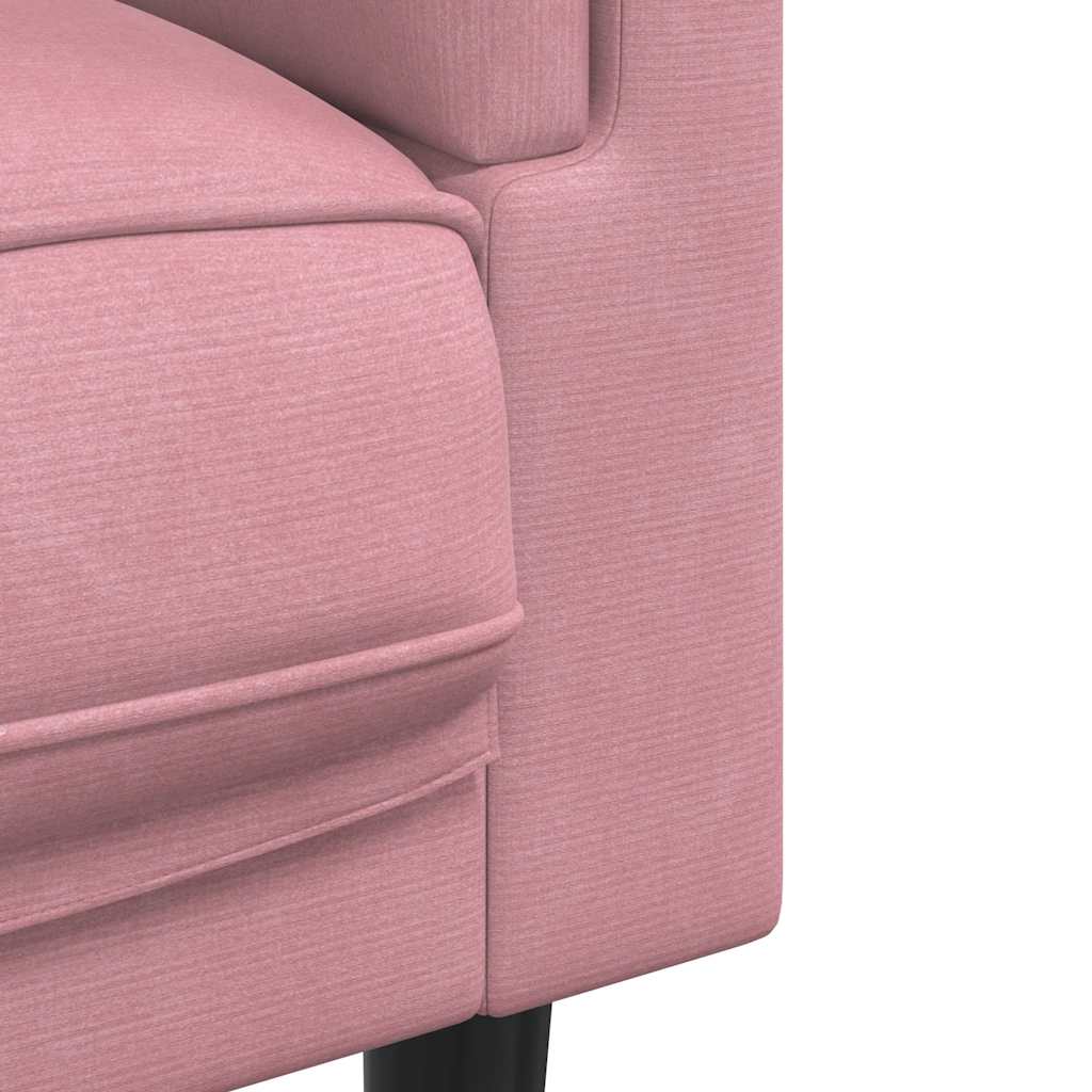 3-seater pink velvet sofa with cushions