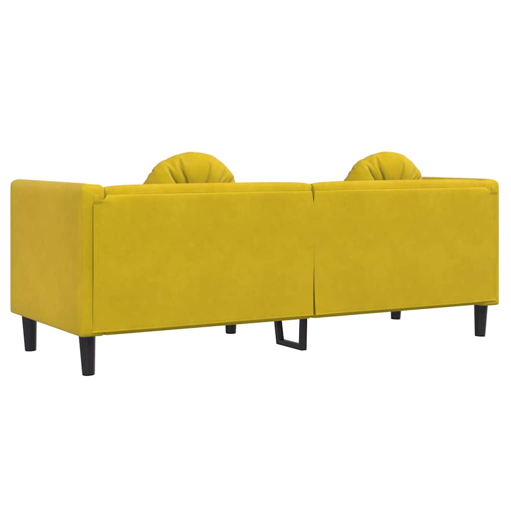 3-seater yellow velvet sofa with cushions