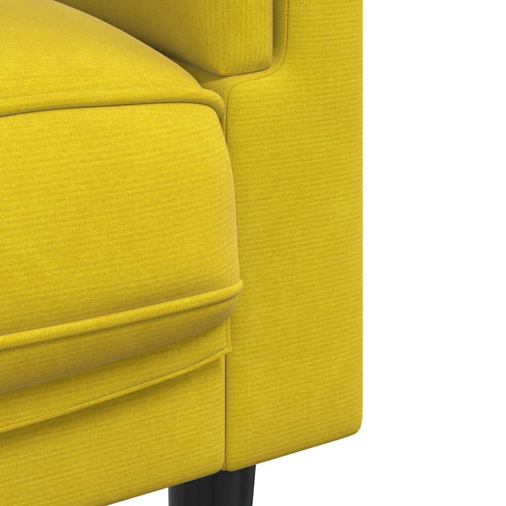 3-seater yellow velvet sofa with cushions
