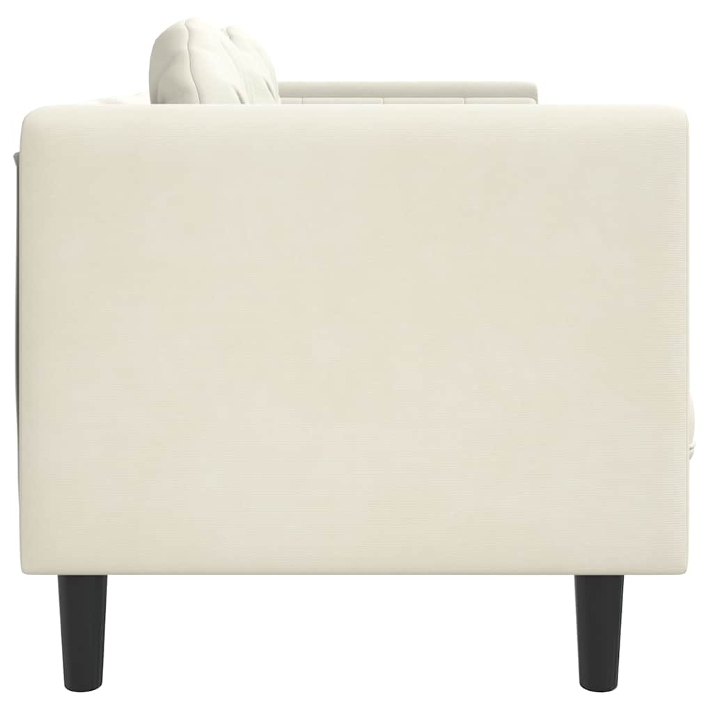 Sofá com almofadões 3 lugares veludo cor creme