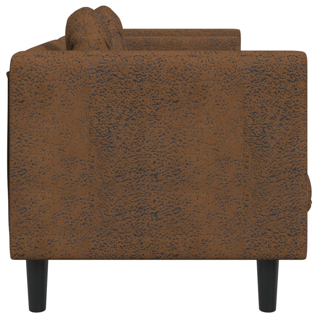 3-seater sofa with cushions in brown faux suede