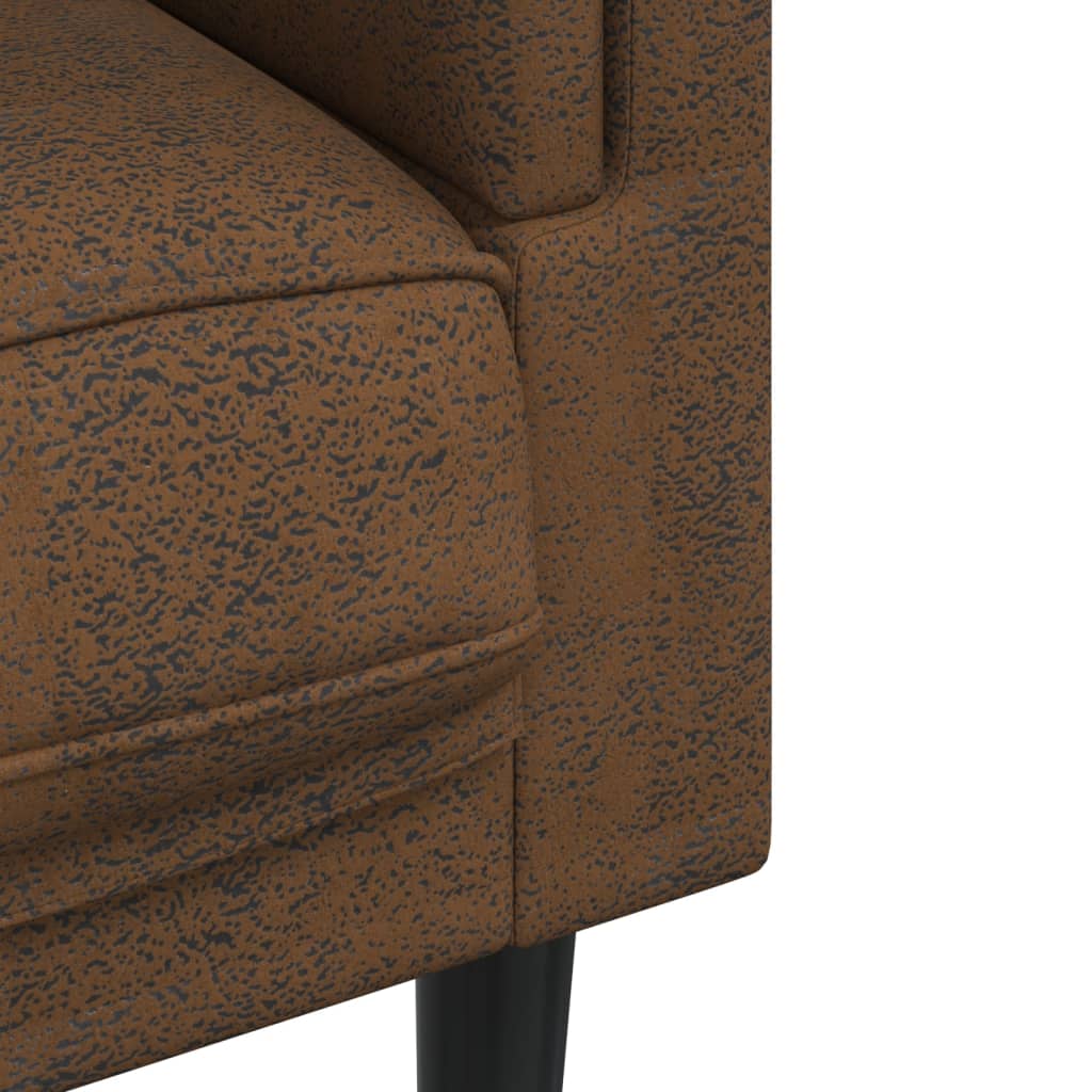 3-seater sofa with cushions in brown faux suede