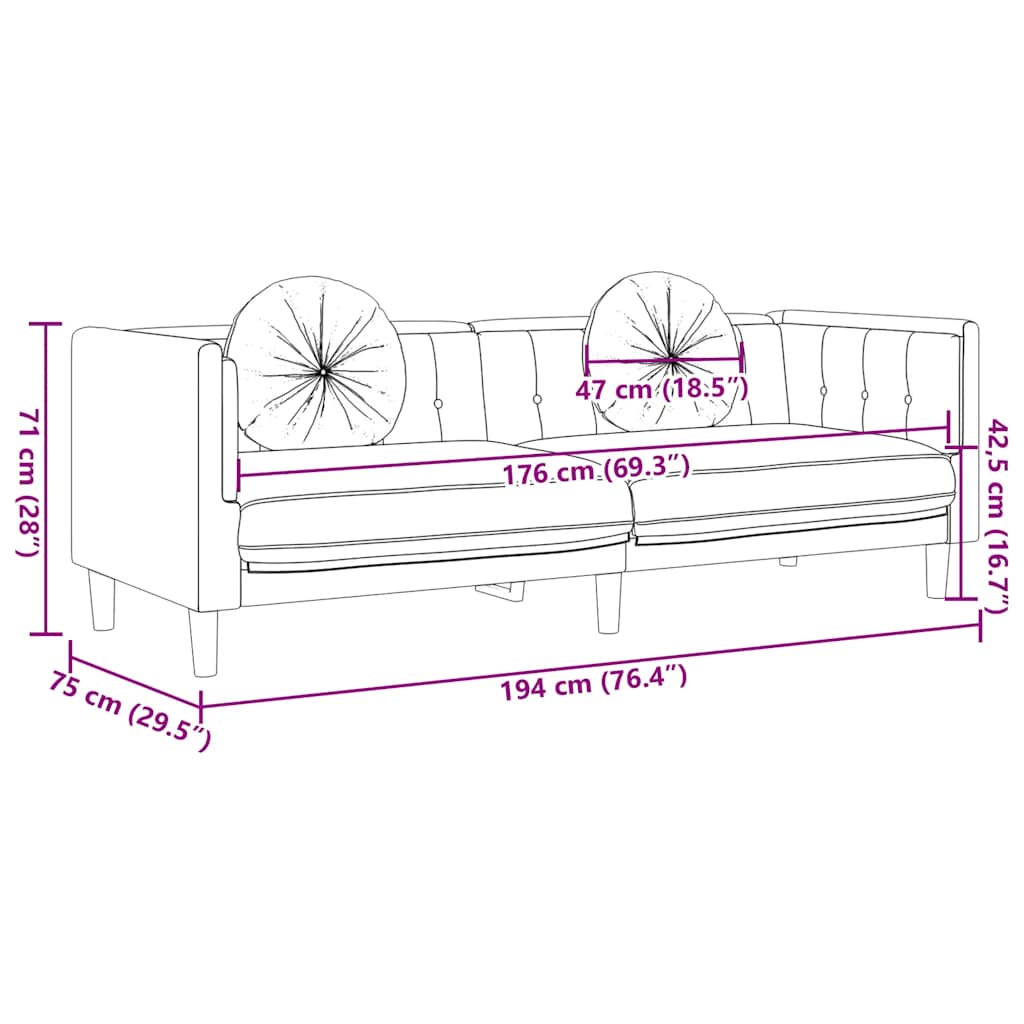 3-seater sofa with cushions in brown faux suede