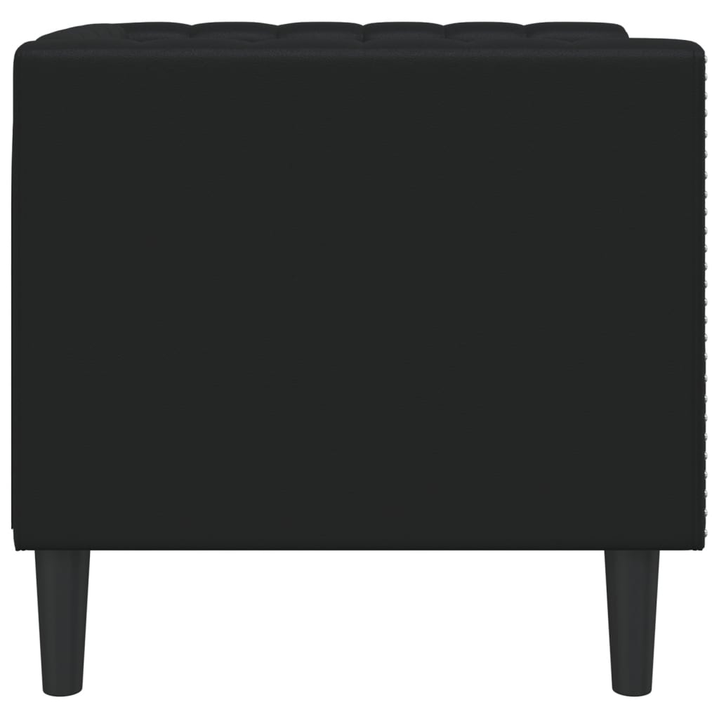 Black faux leather chesterfield sofa