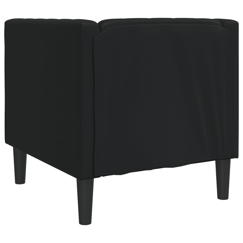 Black faux leather chesterfield sofa