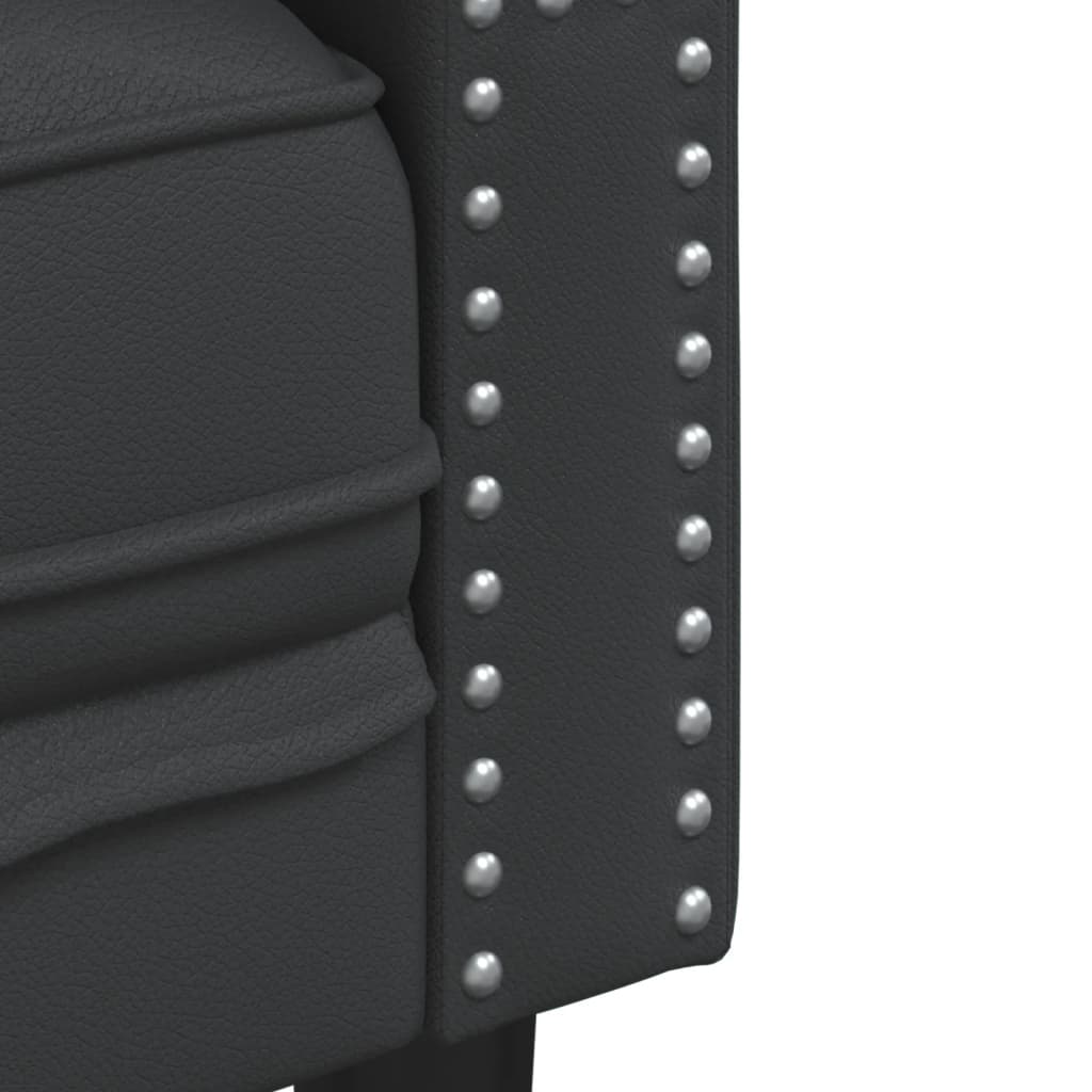 Black faux leather chesterfield sofa