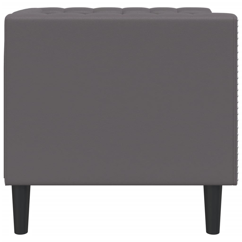 Sofá chesterfield couro artificial cinzento